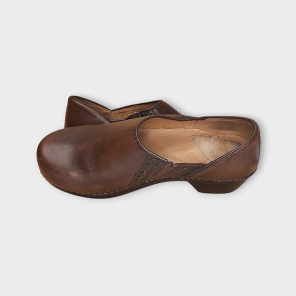 Womens Dansko Brown Leather Slip On Clog Heeled Shoes Size EU 39 US 8.5-9 - Picture 7 of 11